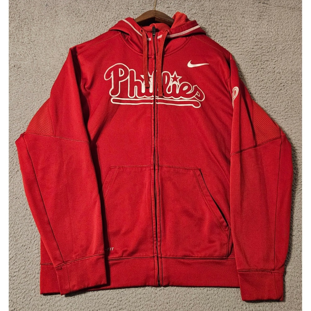 Philadelphia Phillies Nike Therma Fit Red Authentic Collection Hoodie Medium